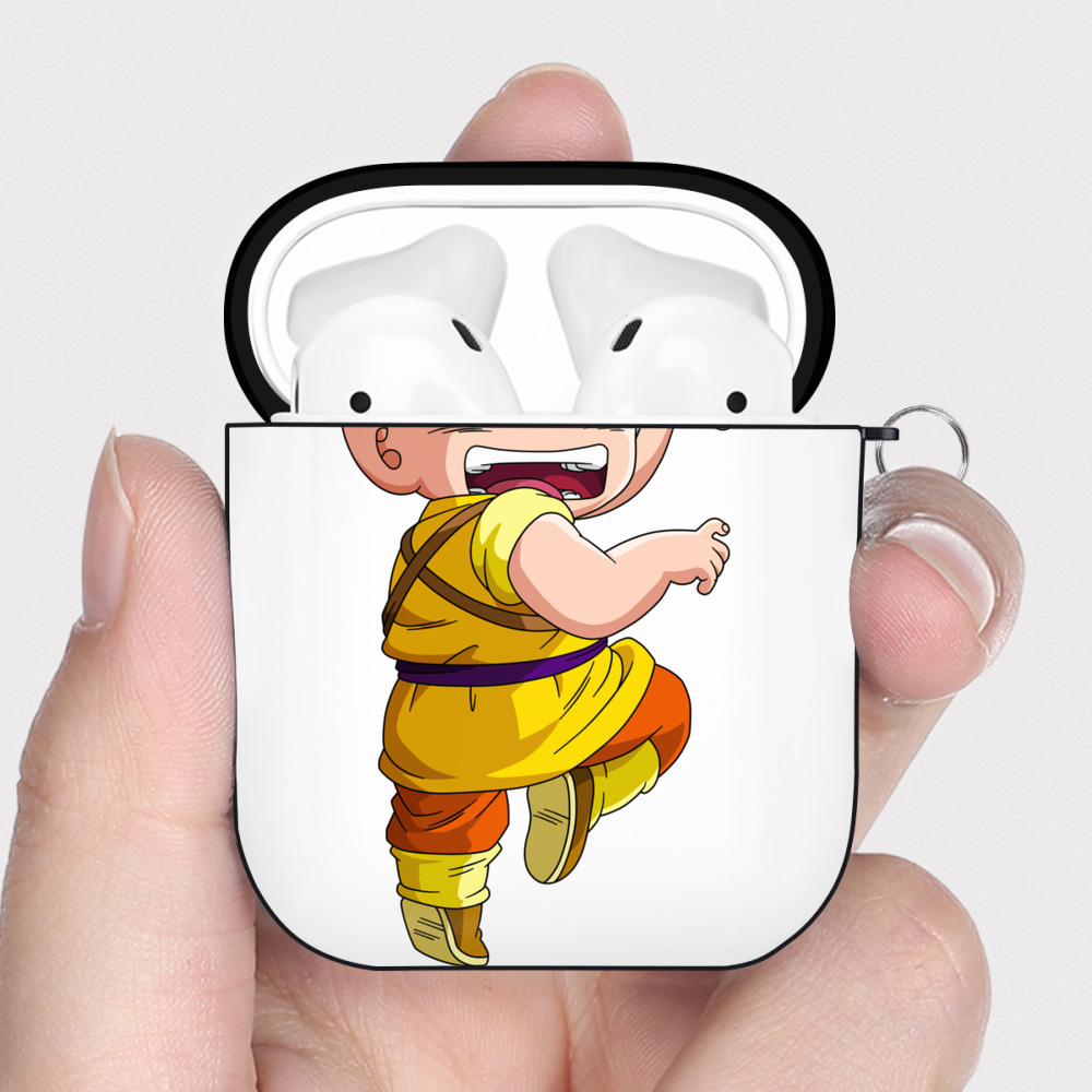 （画像用） ドラゴンボール クリリン DRAGON BALL krillin AirPods 第2世代保護ケース ハードシェル ブラック 耐衝撃・防指紋・カラビナ付き