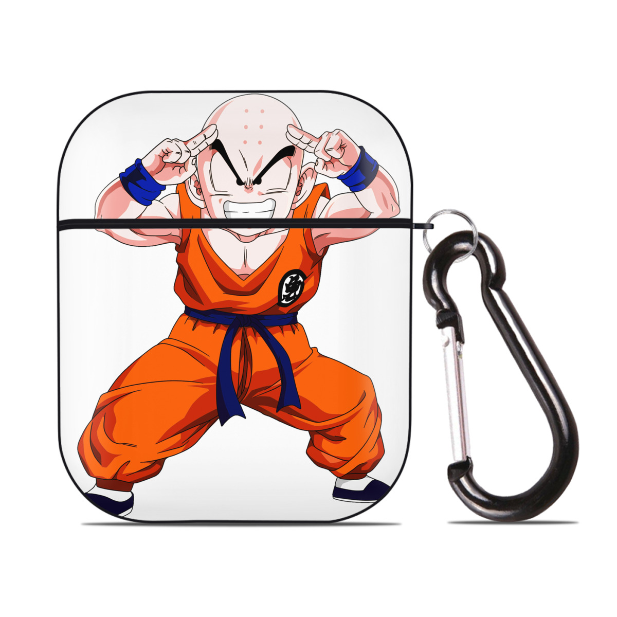 （画像用） ドラゴンボール クリリン DRAGON BALL krillin AirPods 第2世代保護ケース ハードシェル ブラック 耐衝撃・防指紋・カラビナ付き