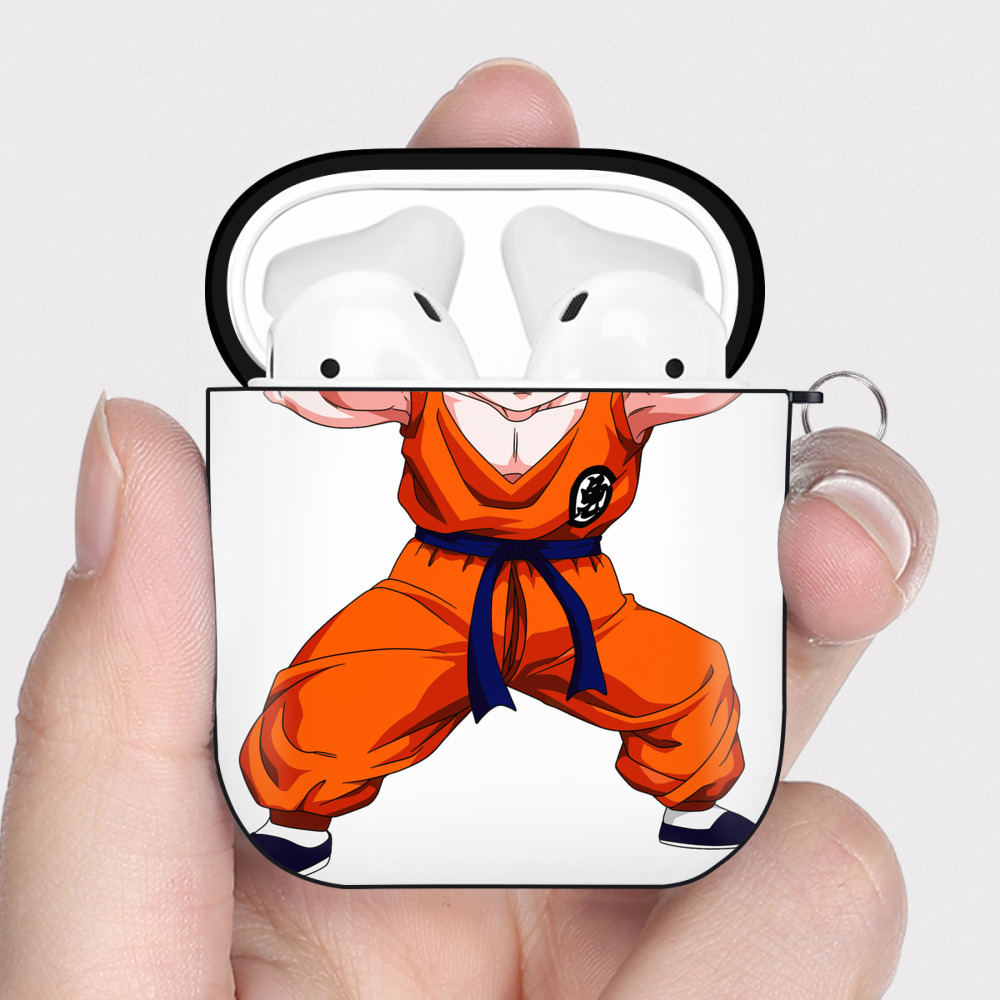 （画像用） ドラゴンボール クリリン DRAGON BALL krillin AirPods 第2世代保護ケース ハードシェル ブラック 耐衝撃・防指紋・カラビナ付き