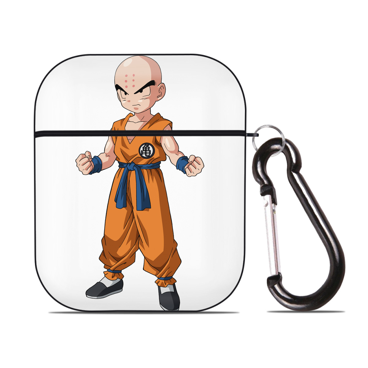 （画像用） ドラゴンボール クリリン DRAGON BALL krillin AirPods 第2世代保護ケース ハードシェル ブラック 耐衝撃・防指紋・カラビナ付き