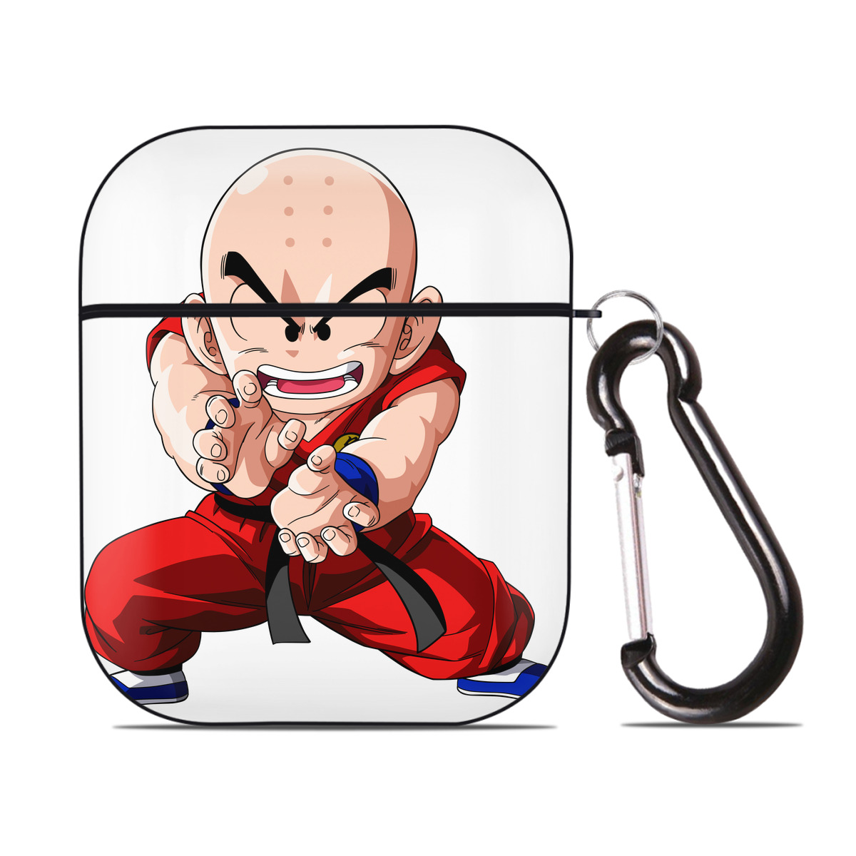 （画像用） ドラゴンボール クリリン DRAGON BALL krillin AirPods 第2世代保護ケース ハードシェル ブラック 耐衝撃・防指紋・カラビナ付き