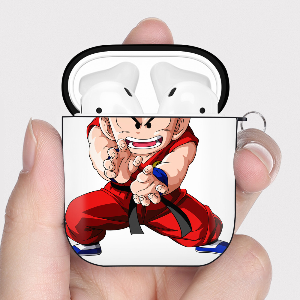 （画像用） ドラゴンボール クリリン DRAGON BALL krillin AirPods 第2世代保護ケース ハードシェル ブラック 耐衝撃・防指紋・カラビナ付き