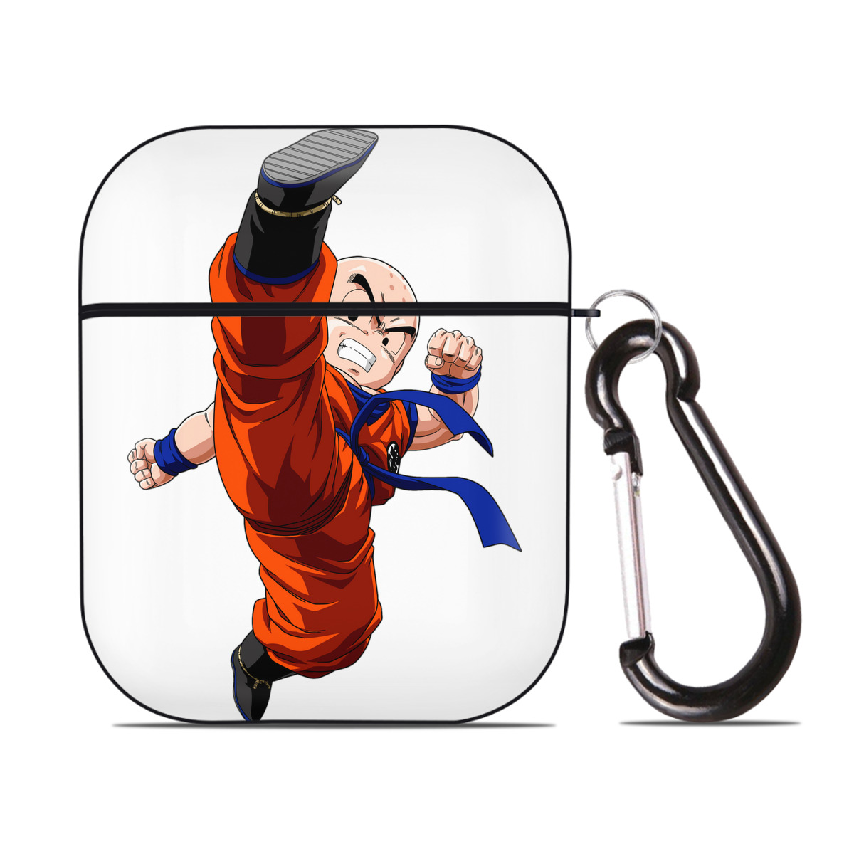 （画像用） ドラゴンボール クリリン DRAGON BALL krillin AirPods 第2世代保護ケース ハードシェル ブラック 耐衝撃・防指紋・カラビナ付き