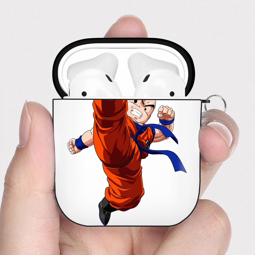 （画像用） ドラゴンボール クリリン DRAGON BALL krillin AirPods 第2世代保護ケース ハードシェル ブラック 耐衝撃・防指紋・カラビナ付き