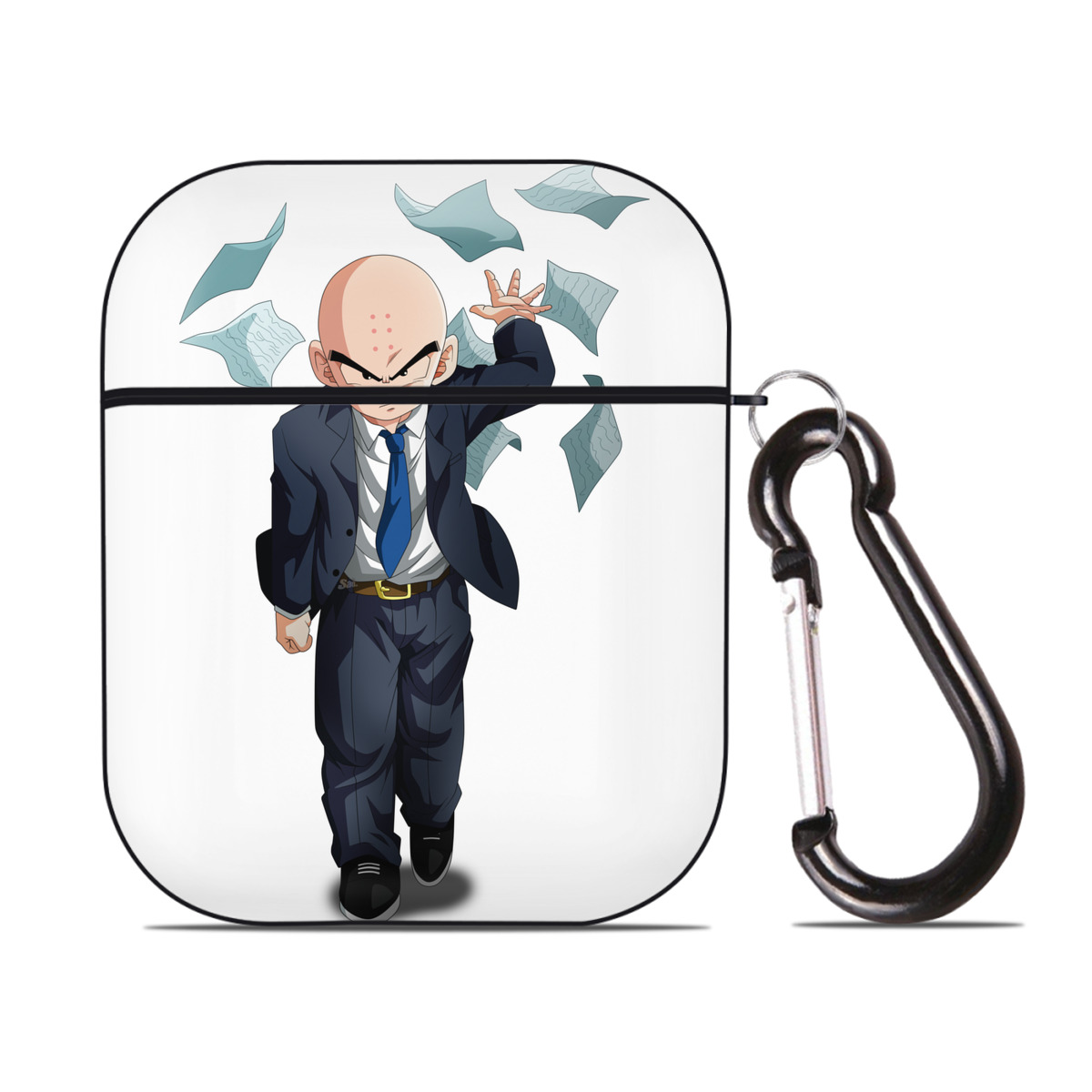 （画像用） ドラゴンボール クリリン DRAGON BALL krillin AirPods 第2世代保護ケース ハードシェル ブラック 耐衝撃・防指紋・カラビナ付き