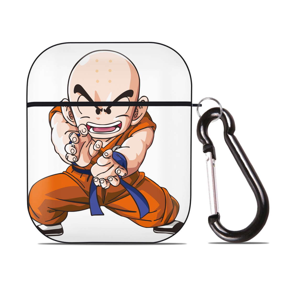 （画像用） ドラゴンボール クリリン DRAGON BALL krillin AirPods 第2世代保護ケース ハードシェル ブラック 耐衝撃・防指紋・カラビナ付き
