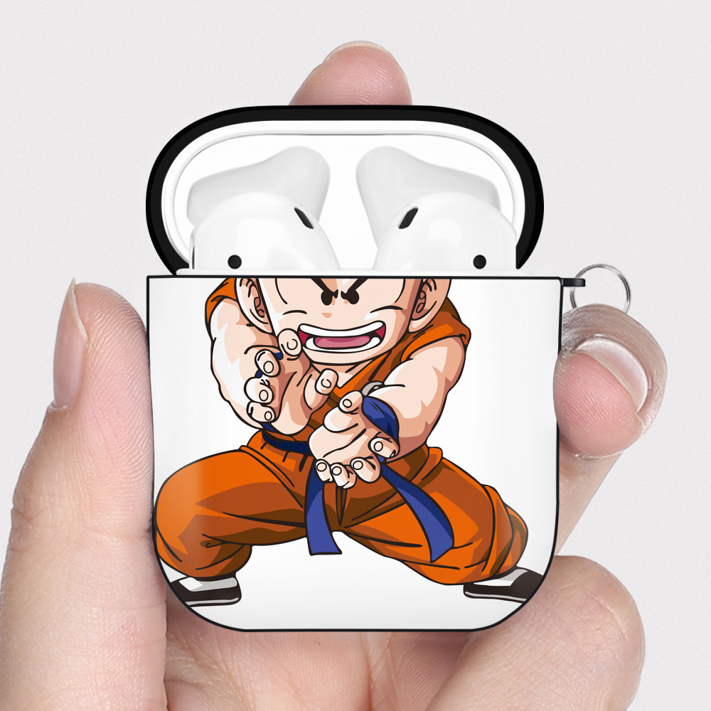 （画像用） ドラゴンボール クリリン DRAGON BALL krillin AirPods 第2世代保護ケース ハードシェル ブラック 耐衝撃・防指紋・カラビナ付き