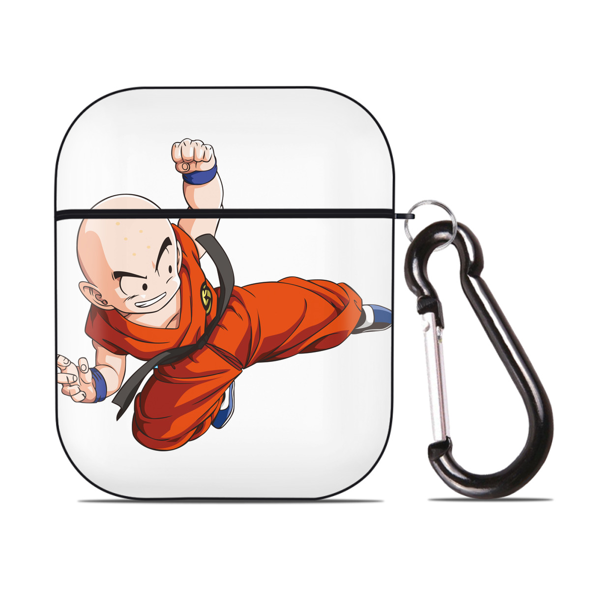 （画像用） ドラゴンボール クリリン DRAGON BALL krillin AirPods 第2世代保護ケース ハードシェル ブラック 耐衝撃・防指紋・カラビナ付き