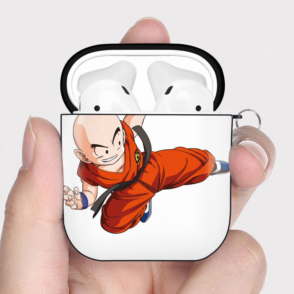 （画像用） ドラゴンボール クリリン DRAGON BALL krillin AirPods 第2世代保護ケース ハードシェル ブラック 耐衝撃・防指紋・カラビナ付き