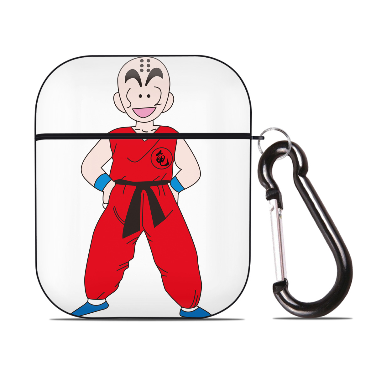 （画像用） ドラゴンボール クリリン DRAGON BALL krillin AirPods 第2世代保護ケース ハードシェル ブラック 耐衝撃・防指紋・カラビナ付き