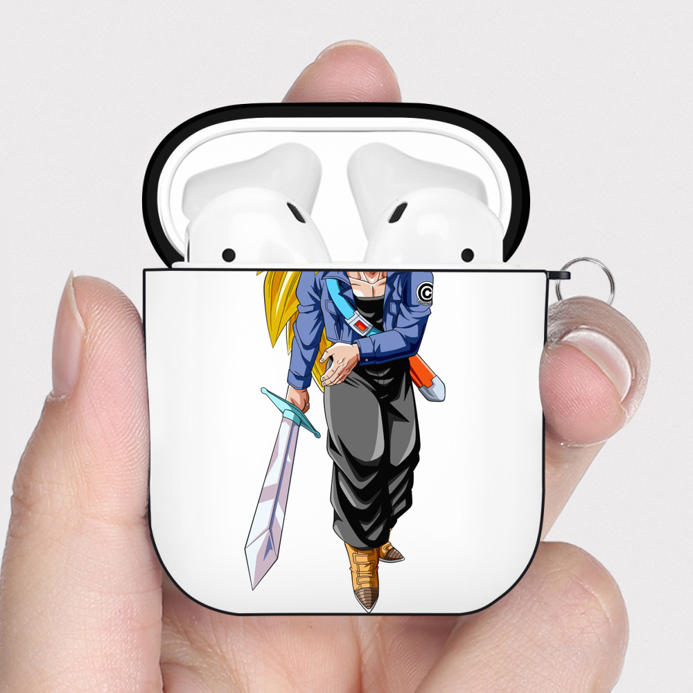 （画像用） ドラゴンボール トランクス（Torankusu）DRAGON BALL Trunks AirPods 第2世代保護ケース ハードシェル ブラック 耐衝撃・防指紋・カラビナ付き
