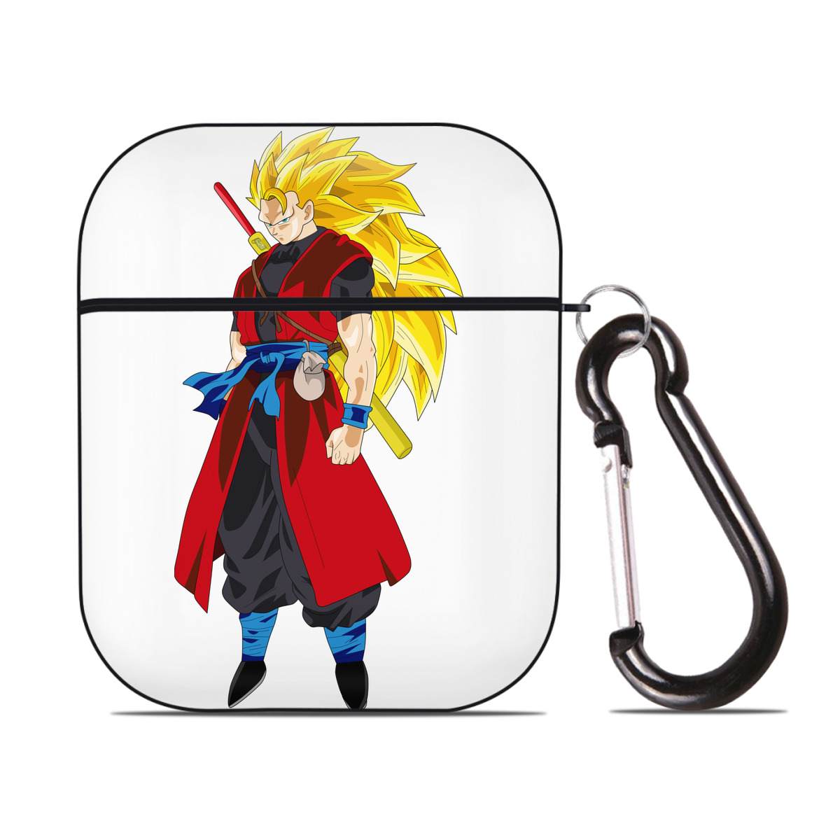 （画像用） ドラゴンボール トランクス（Torankusu）DRAGON BALL Trunks AirPods 第2世代保護ケース ハードシェル ブラック 耐衝撃・防指紋・カラビナ付き