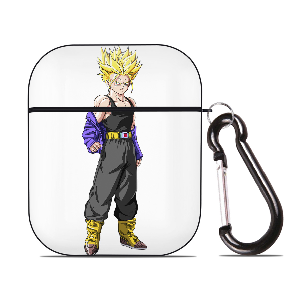 （画像用） ドラゴンボール トランクス（Torankusu）DRAGON BALL Trunks AirPods 第2世代保護ケース ハードシェル ブラック 耐衝撃・防指紋・カラビナ付き