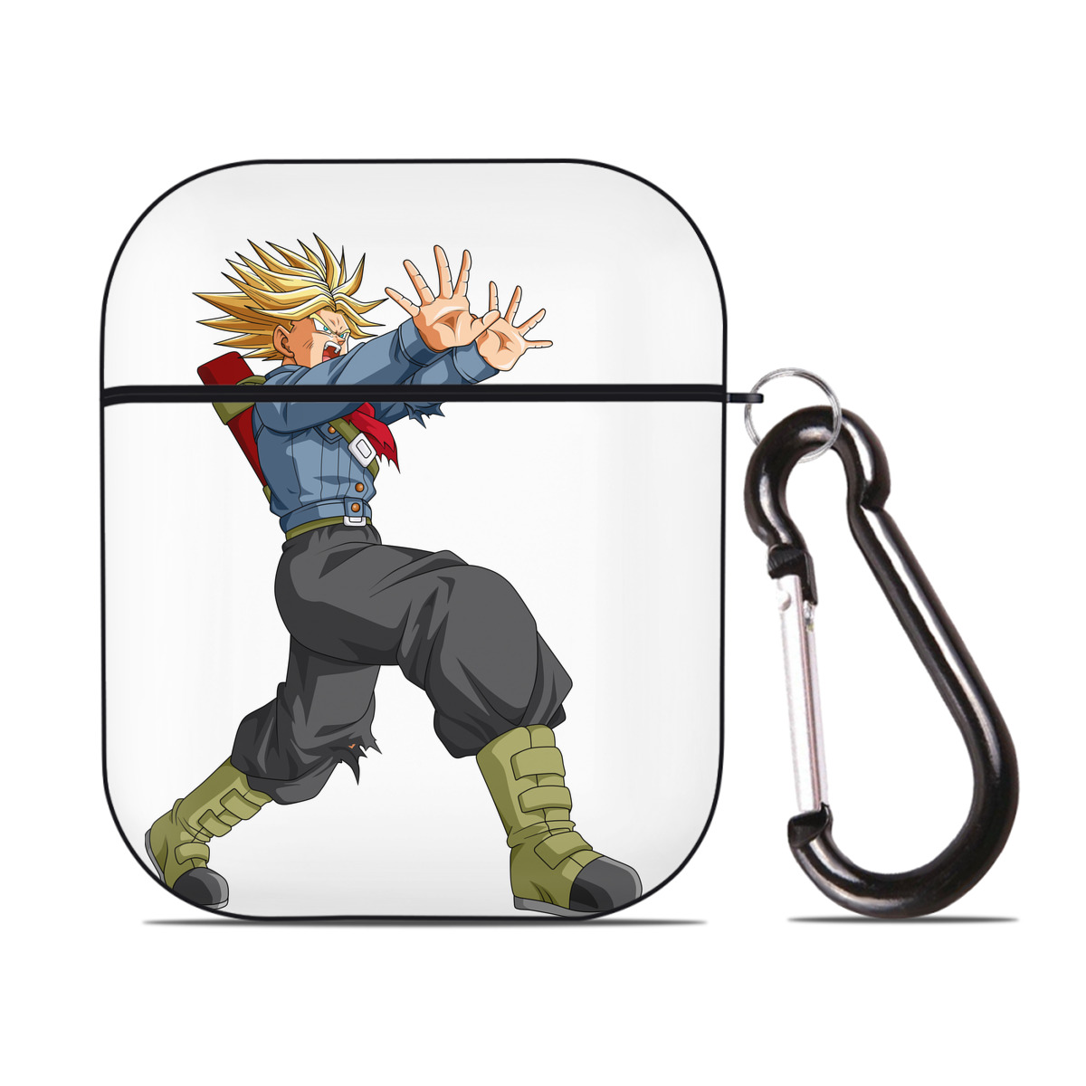 （画像用） ドラゴンボール トランクス（Torankusu）DRAGON BALL Trunks AirPods 第2世代保護ケース ハードシェル ブラック 耐衝撃・防指紋・カラビナ付き