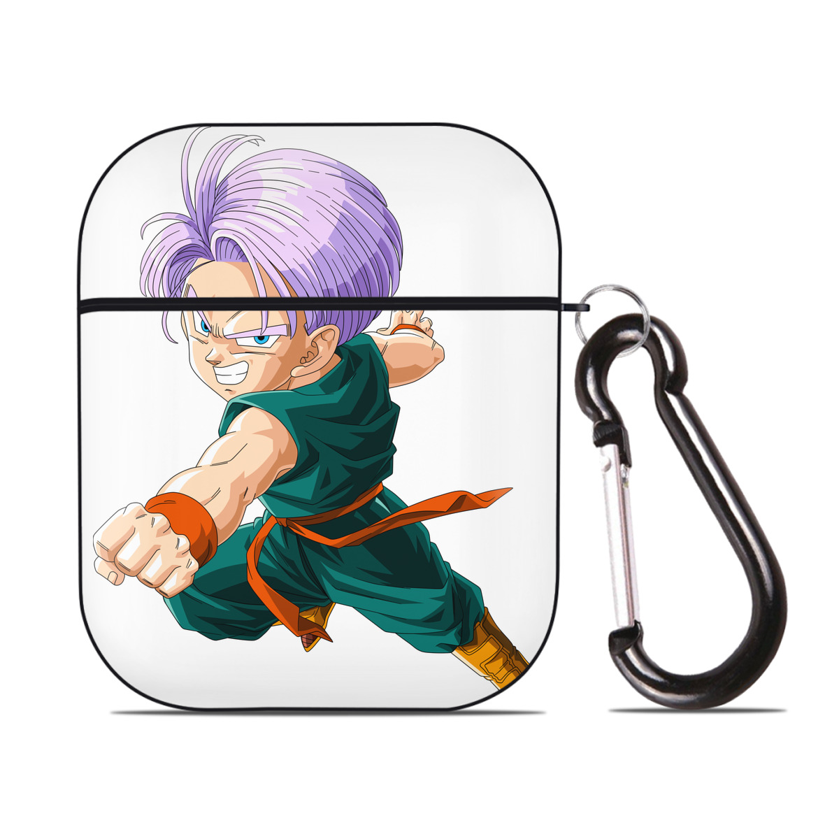 （画像用） ドラゴンボール トランクス（Torankusu）DRAGON BALL Trunks AirPods 第2世代保護ケース ハードシェル ブラック 耐衝撃・防指紋・カラビナ付き