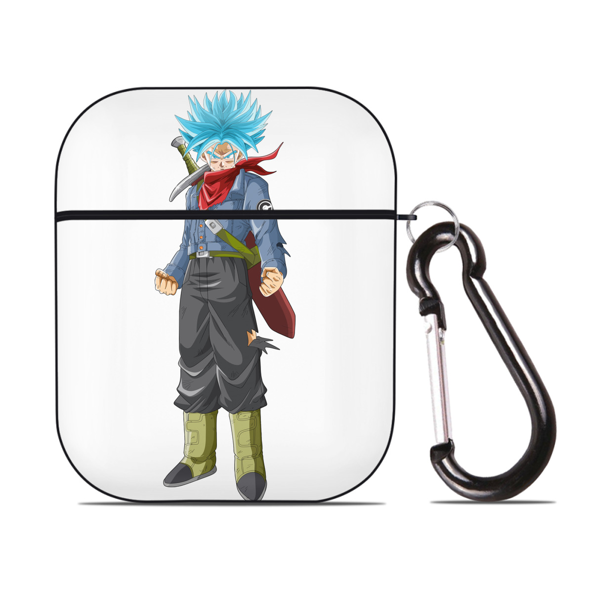 （画像用） ドラゴンボール トランクス（Torankusu）DRAGON BALL Trunks AirPods 第2世代保護ケース ハードシェル ブラック 耐衝撃・防指紋・カラビナ付き