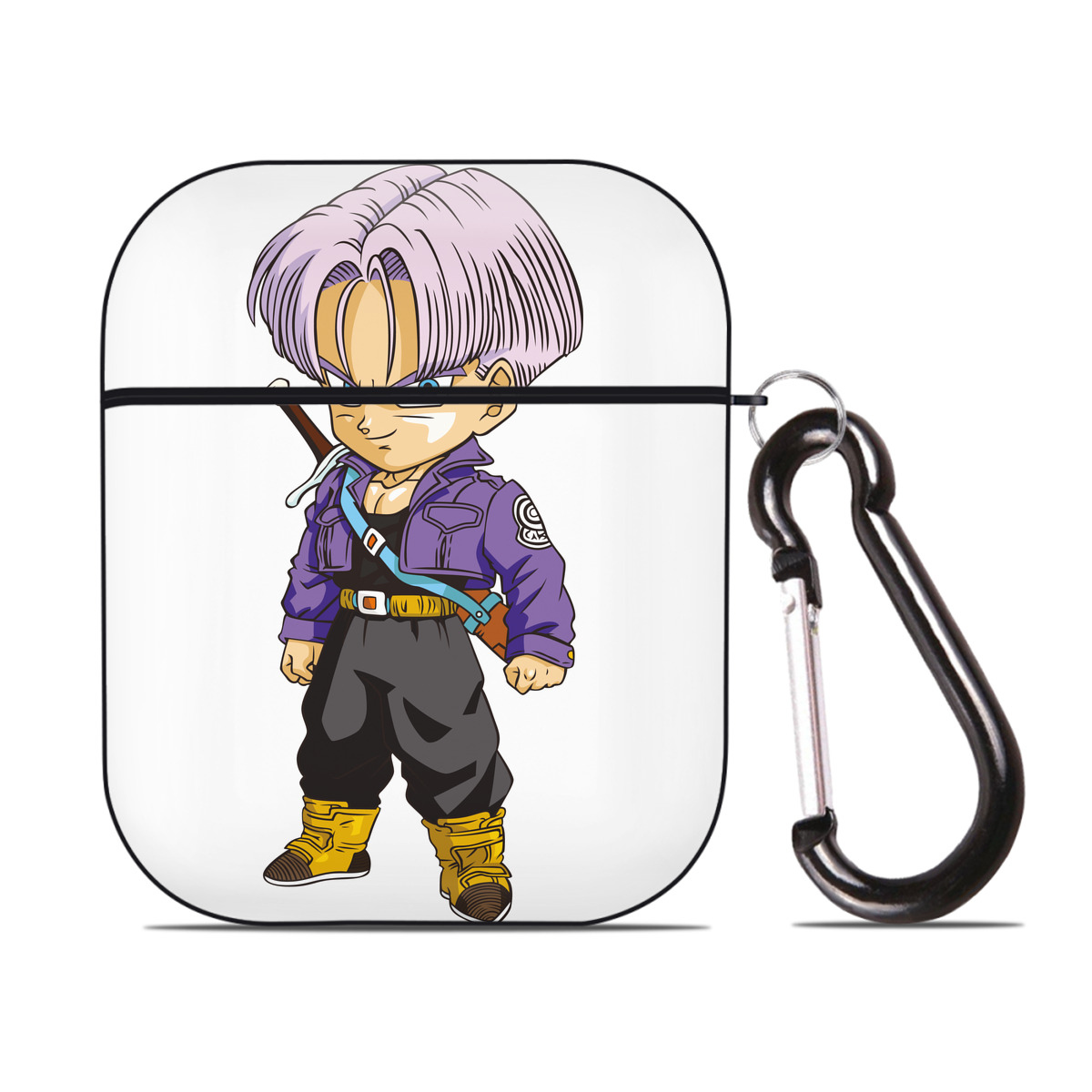 （画像用） ドラゴンボール トランクス（Torankusu）DRAGON BALL Trunks AirPods 第2世代保護ケース ハードシェル ブラック 耐衝撃・防指紋・カラビナ付き