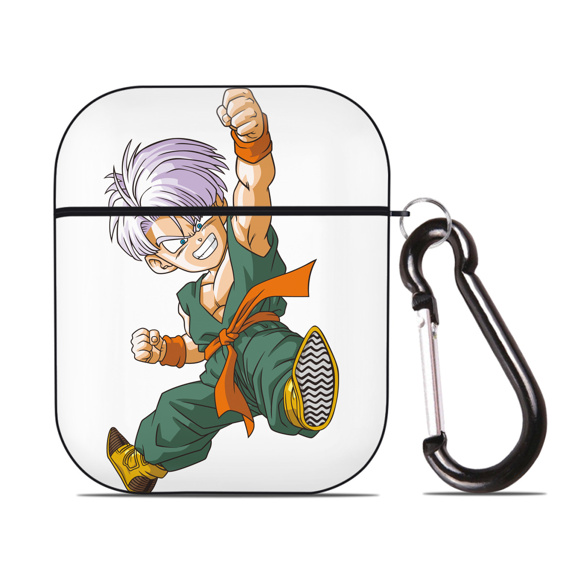 （画像用） ドラゴンボール トランクス（Torankusu）DRAGON BALL Trunks AirPods 第2世代保護ケース ハードシェル ブラック 耐衝撃・防指紋・カラビナ付き