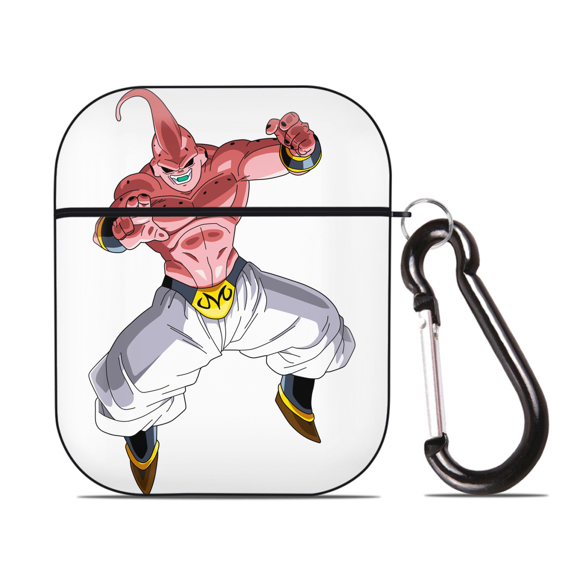 （画像用） ドラゴンボール 魔人ブウ DRAGON BALL Majin Buu AirPods 第2世代保護ケース ハードシェル ブラック 耐衝撃・防指紋・カラビナ付き