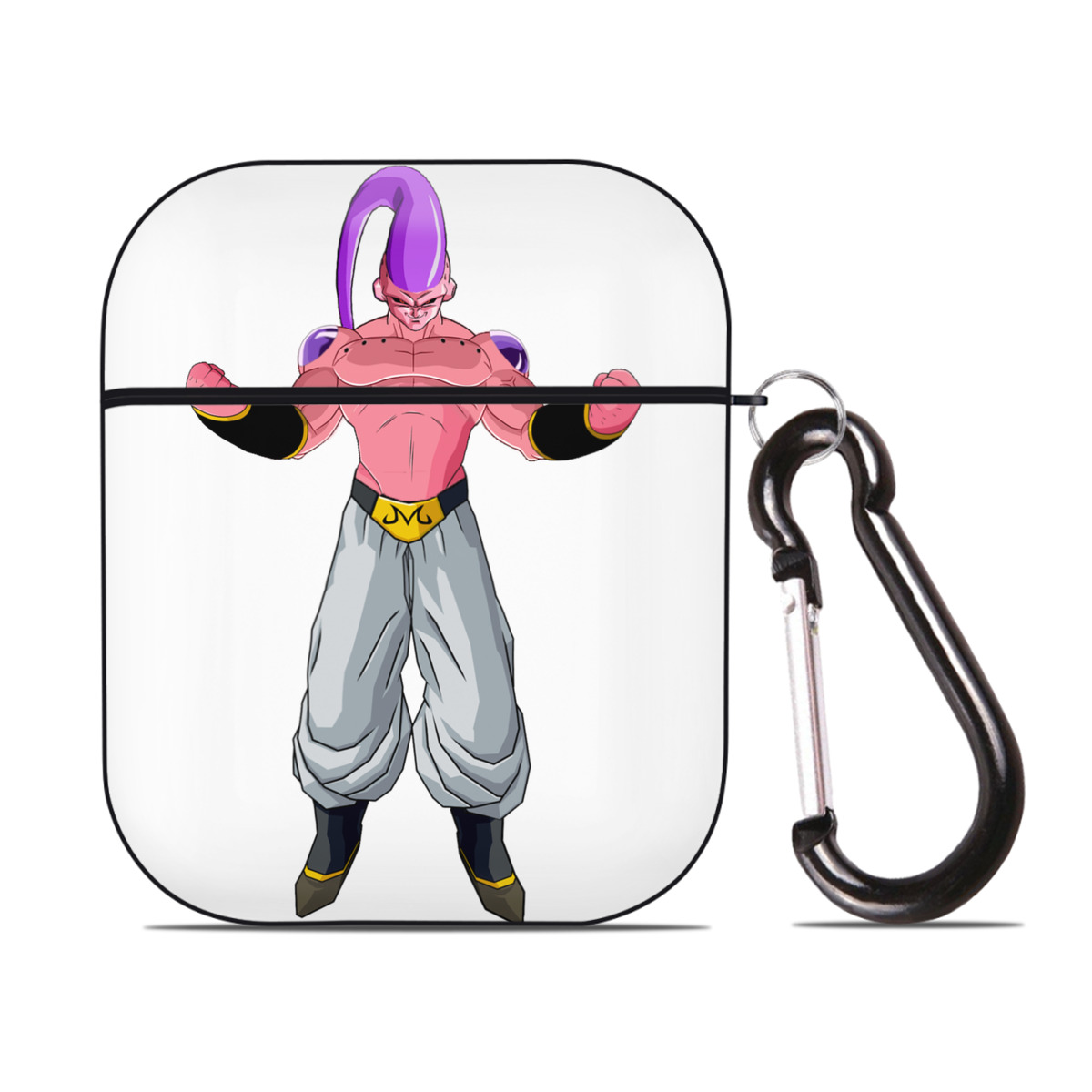 （画像用） ドラゴンボール 魔人ブウ DRAGON BALL Majin Buu AirPods 第2世代保護ケース ハードシェル ブラック 耐衝撃・防指紋・カラビナ付き