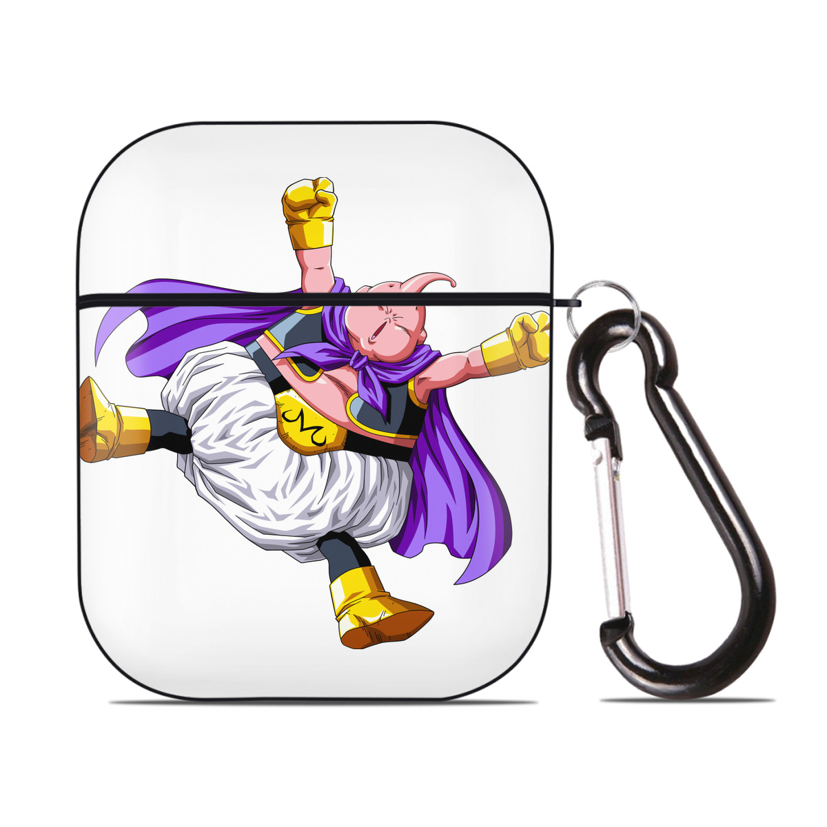 （画像用） ドラゴンボール 魔人ブウ DRAGON BALL Majin Buu AirPods 第2世代保護ケース ハードシェル ブラック 耐衝撃・防指紋・カラビナ付き