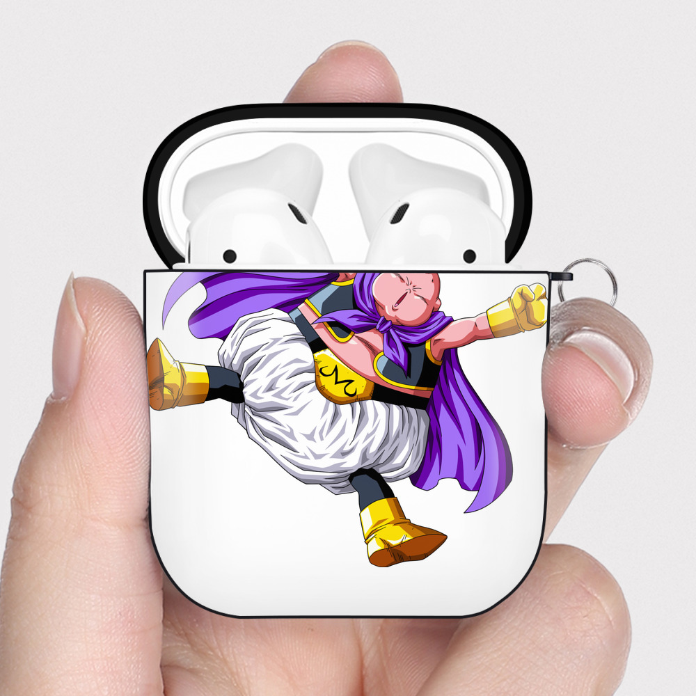 （画像用） ドラゴンボール 魔人ブウ DRAGON BALL Majin Buu AirPods 第2世代保護ケース ハードシェル ブラック 耐衝撃・防指紋・カラビナ付き