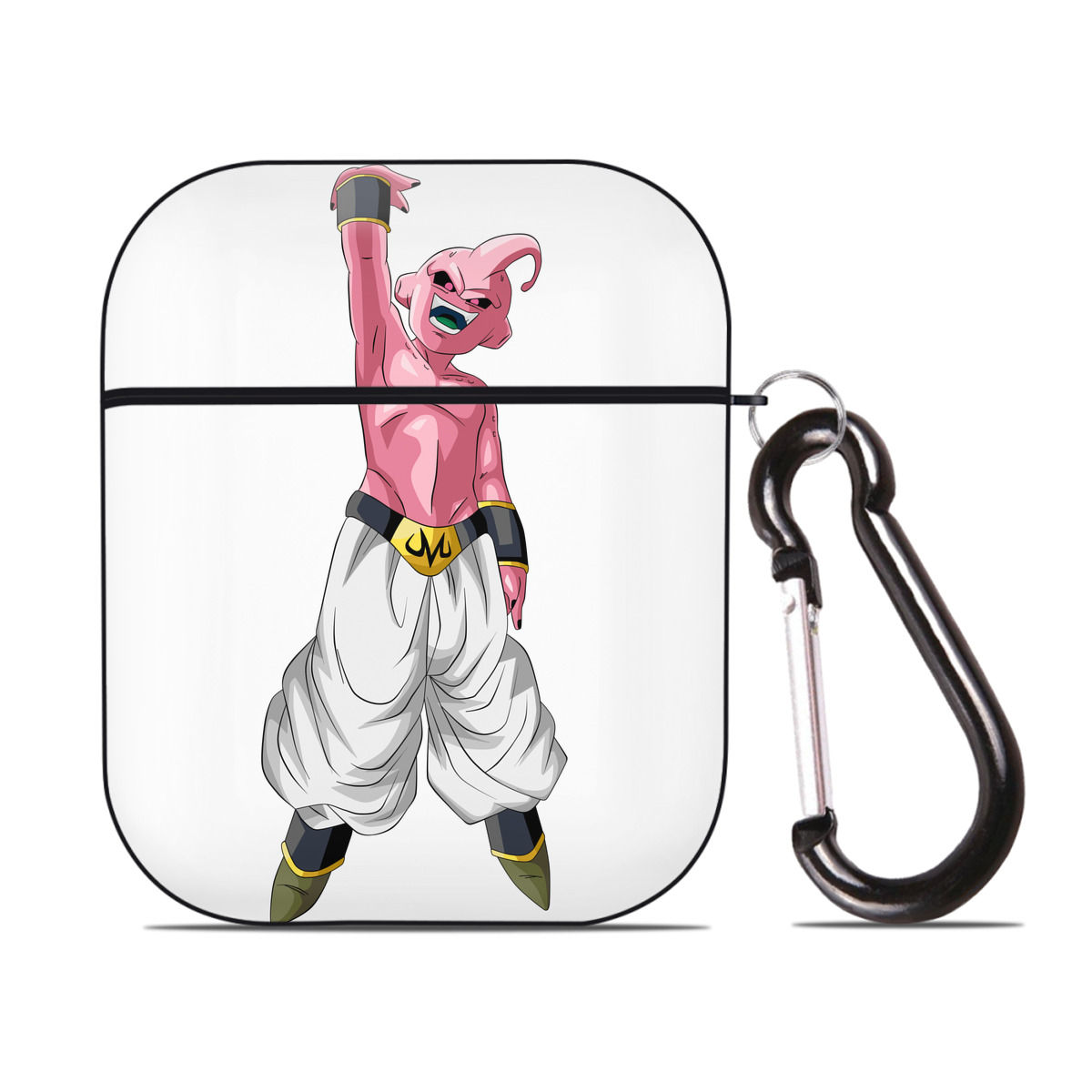 （画像用） ドラゴンボール 魔人ブウ DRAGON BALL Majin Buu AirPods 第2世代保護ケース ハードシェル ブラック 耐衝撃・防指紋・カラビナ付き