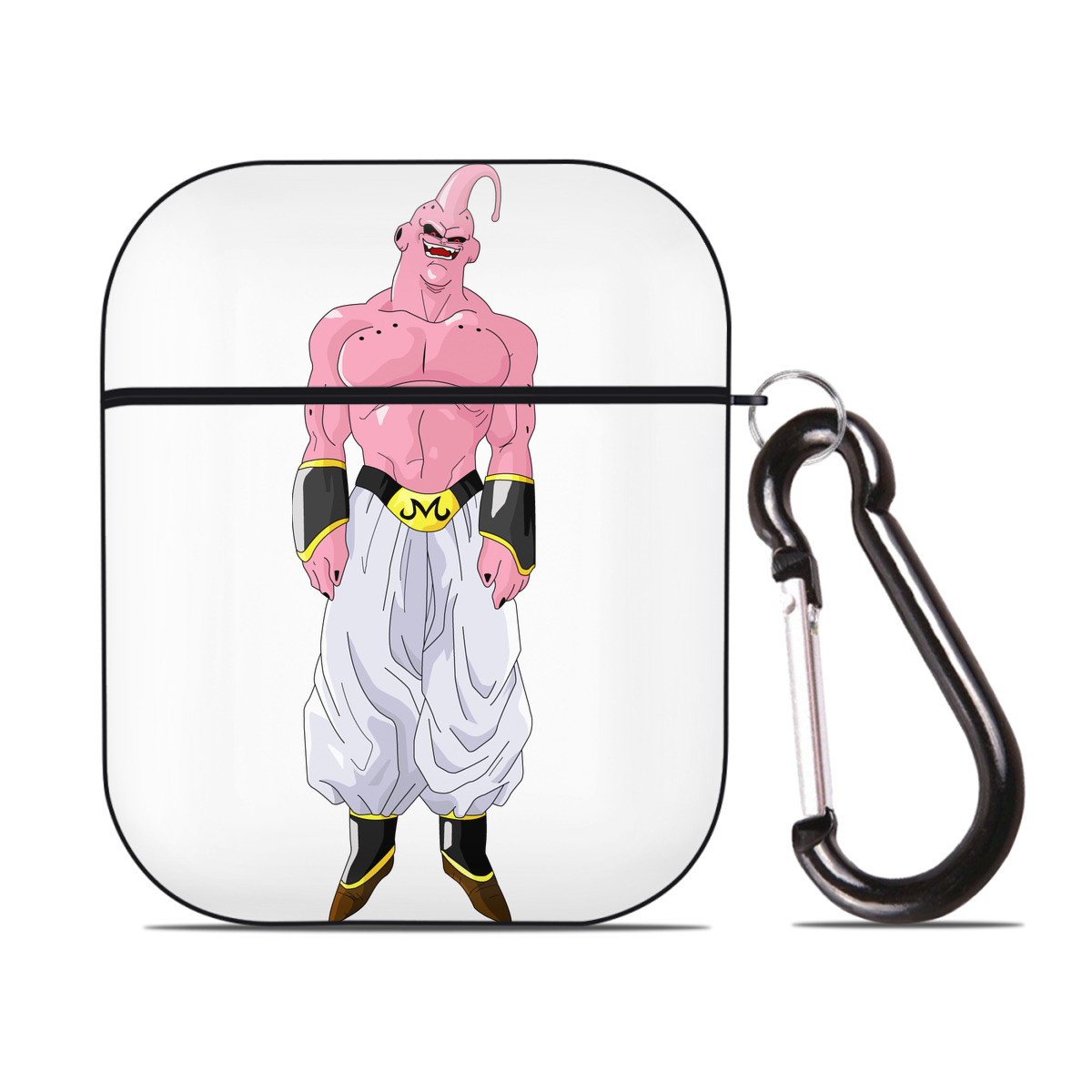（画像用） ドラゴンボール 魔人ブウ DRAGON BALL Majin Buu AirPods 第2世代保護ケース ハードシェル ブラック 耐衝撃・防指紋・カラビナ付き