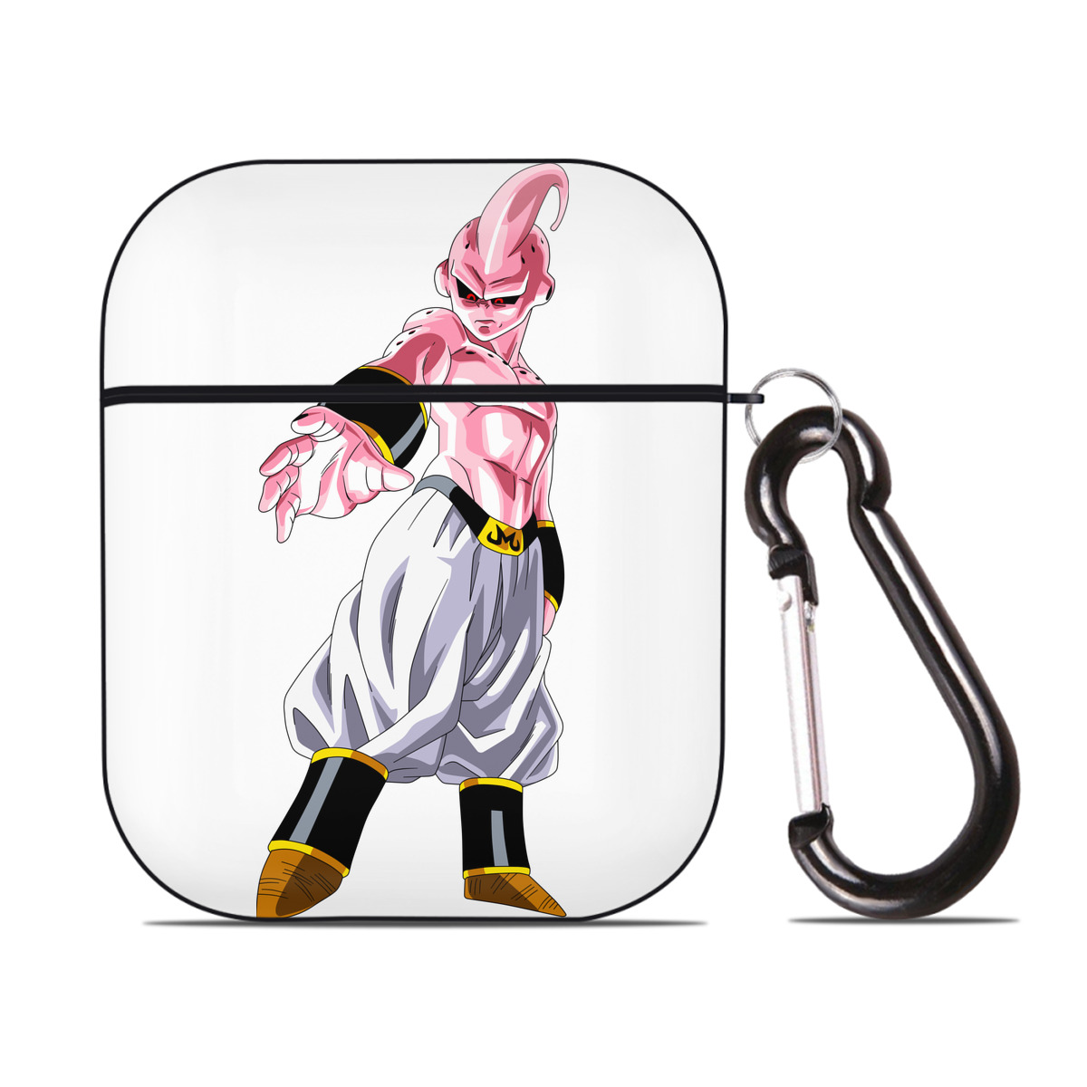（画像用） ドラゴンボール 魔人ブウ DRAGON BALL Majin Buu AirPods 第2世代保護ケース ハードシェル ブラック 耐衝撃・防指紋・カラビナ付き