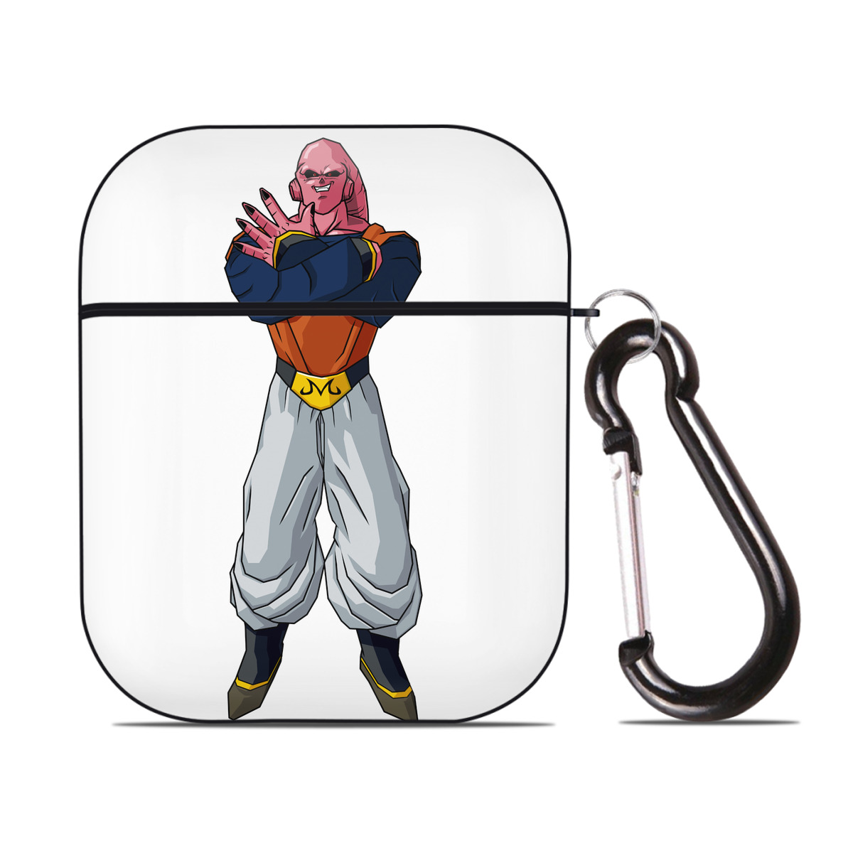 （画像用） ドラゴンボール 魔人ブウ DRAGON BALL Majin Buu AirPods 第2世代保護ケース ハードシェル ブラック 耐衝撃・防指紋・カラビナ付き