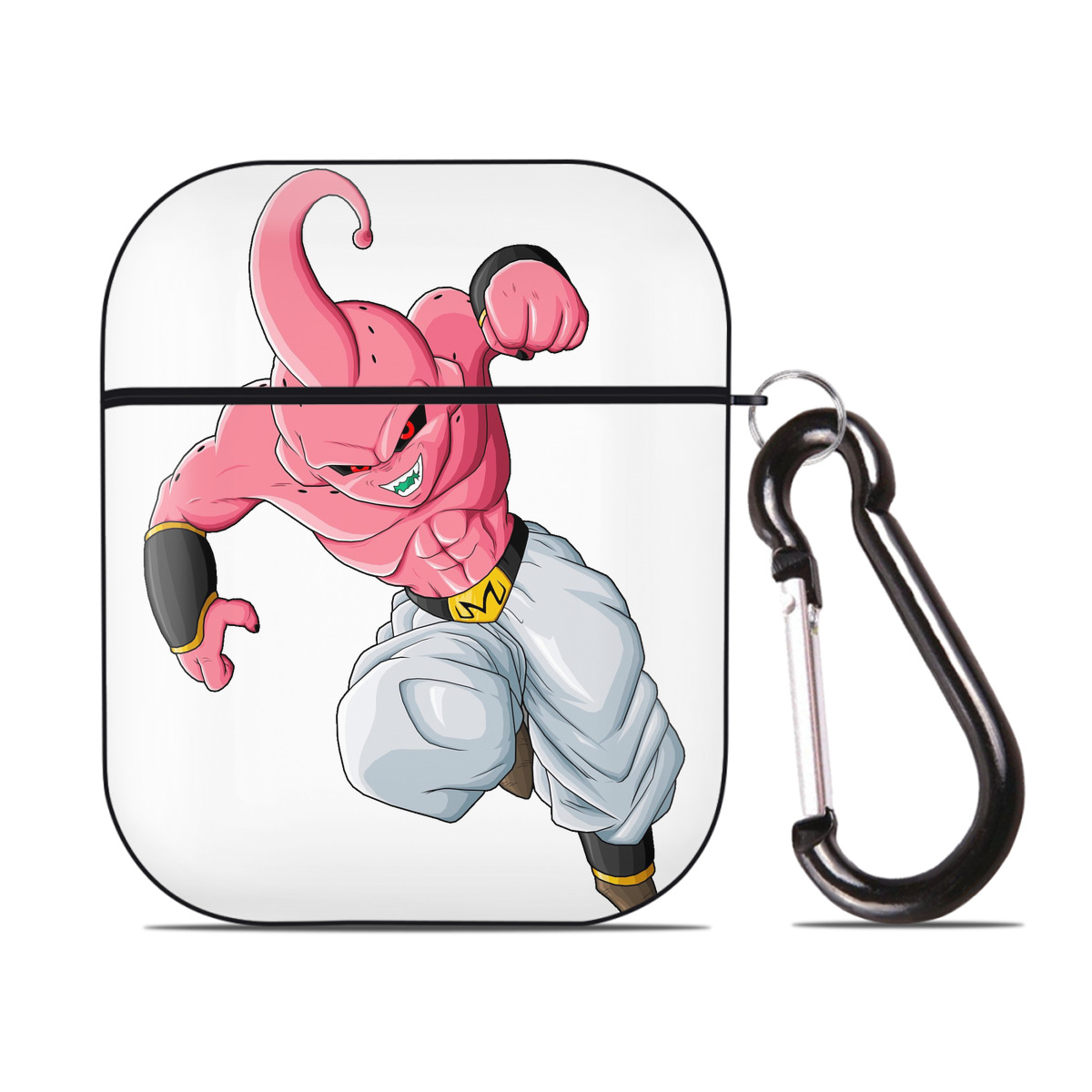 （画像用） ドラゴンボール 魔人ブウ DRAGON BALL Majin Buu AirPods 第2世代保護ケース ハードシェル ブラック 耐衝撃・防指紋・カラビナ付き