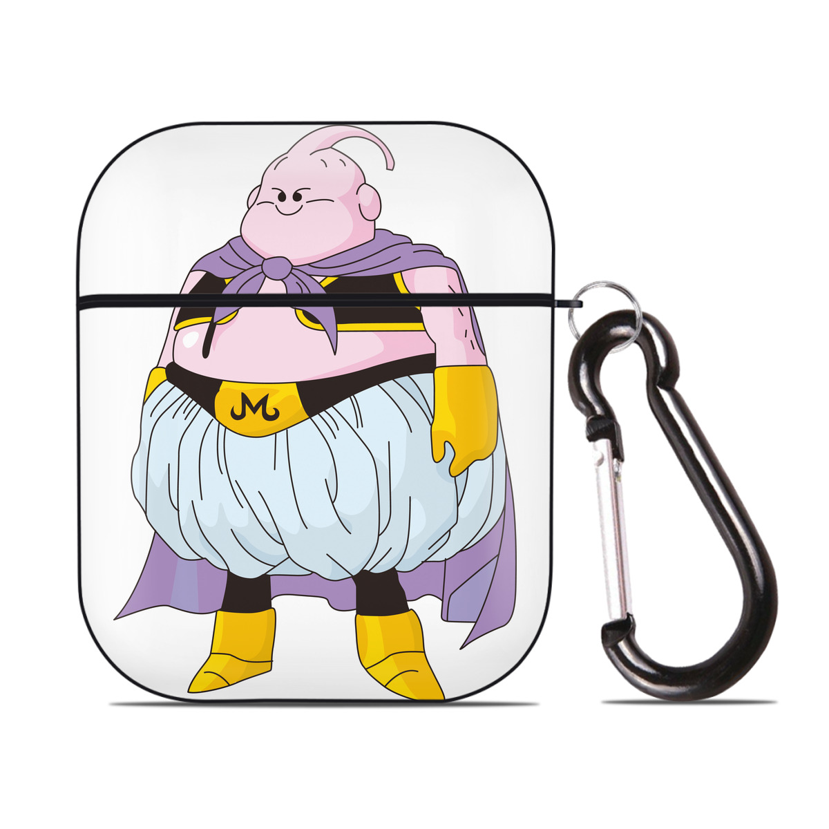 （画像用） ドラゴンボール 魔人ブウ DRAGON BALL Majin Buu AirPods 第2世代保護ケース ハードシェル ブラック 耐衝撃・防指紋・カラビナ付き