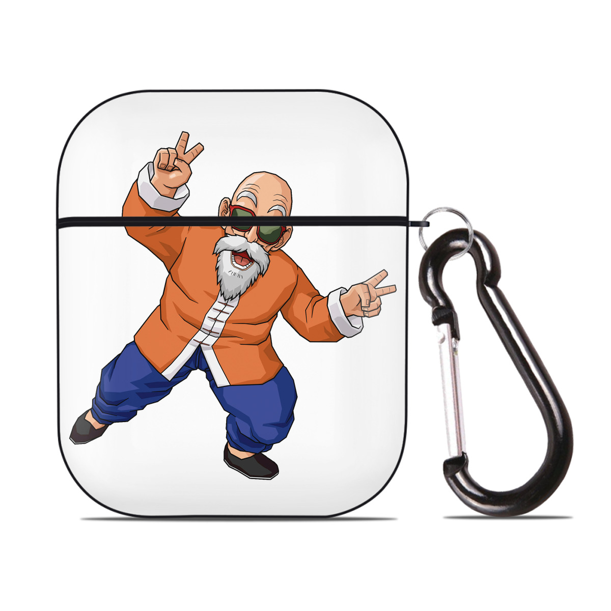 （画像用） ドラゴンボール 亀仙人（かめせんにん） DRAGON BALL Master Roshi Kame Sennin AirPods 第2世代保護ケース ハードシェル ブラック 耐衝撃・防指紋・カラビナ付き