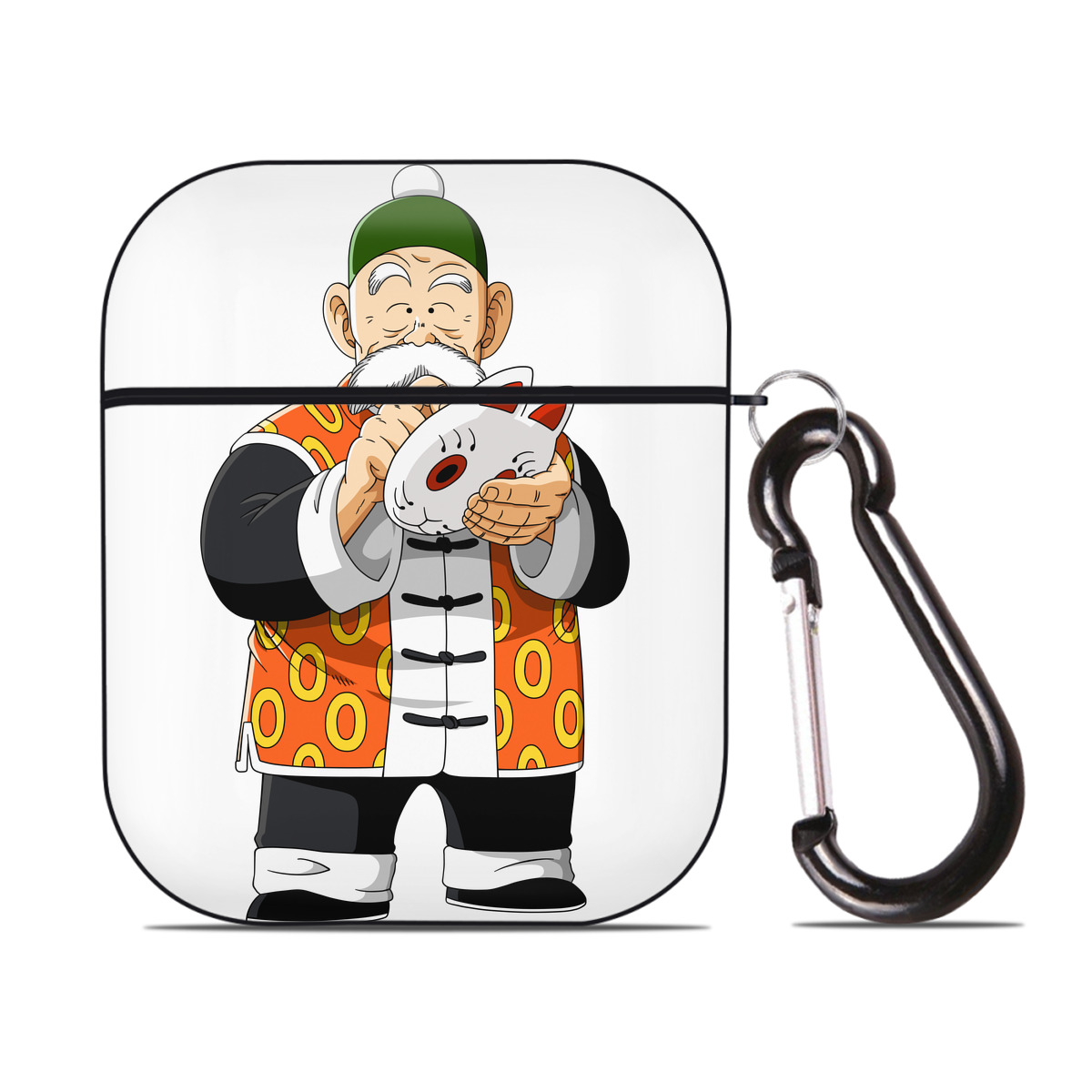 （画像用） ドラゴンボール 亀仙人（かめせんにん） DRAGON BALL Master Roshi Kame Sennin AirPods 第2世代保護ケース ハードシェル ブラック 耐衝撃・防指紋・カラビナ付き