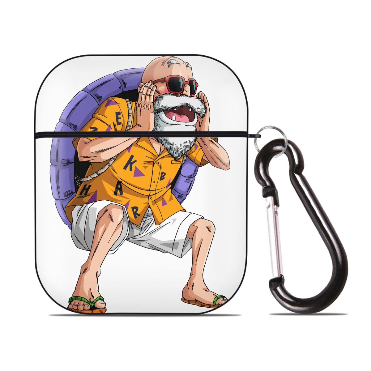 （画像用） ドラゴンボール 亀仙人（かめせんにん） DRAGON BALL Master Roshi Kame Sennin AirPods 第2世代保護ケース ハードシェル ブラック 耐衝撃・防指紋・カラビナ付き