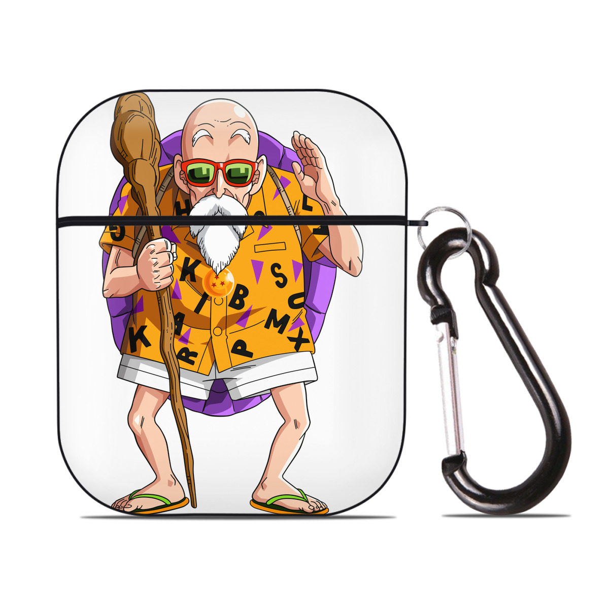 （画像用） ドラゴンボール 亀仙人（かめせんにん） DRAGON BALL Master Roshi Kame Sennin AirPods 第2世代保護ケース ハードシェル ブラック 耐衝撃・防指紋・カラビナ付き