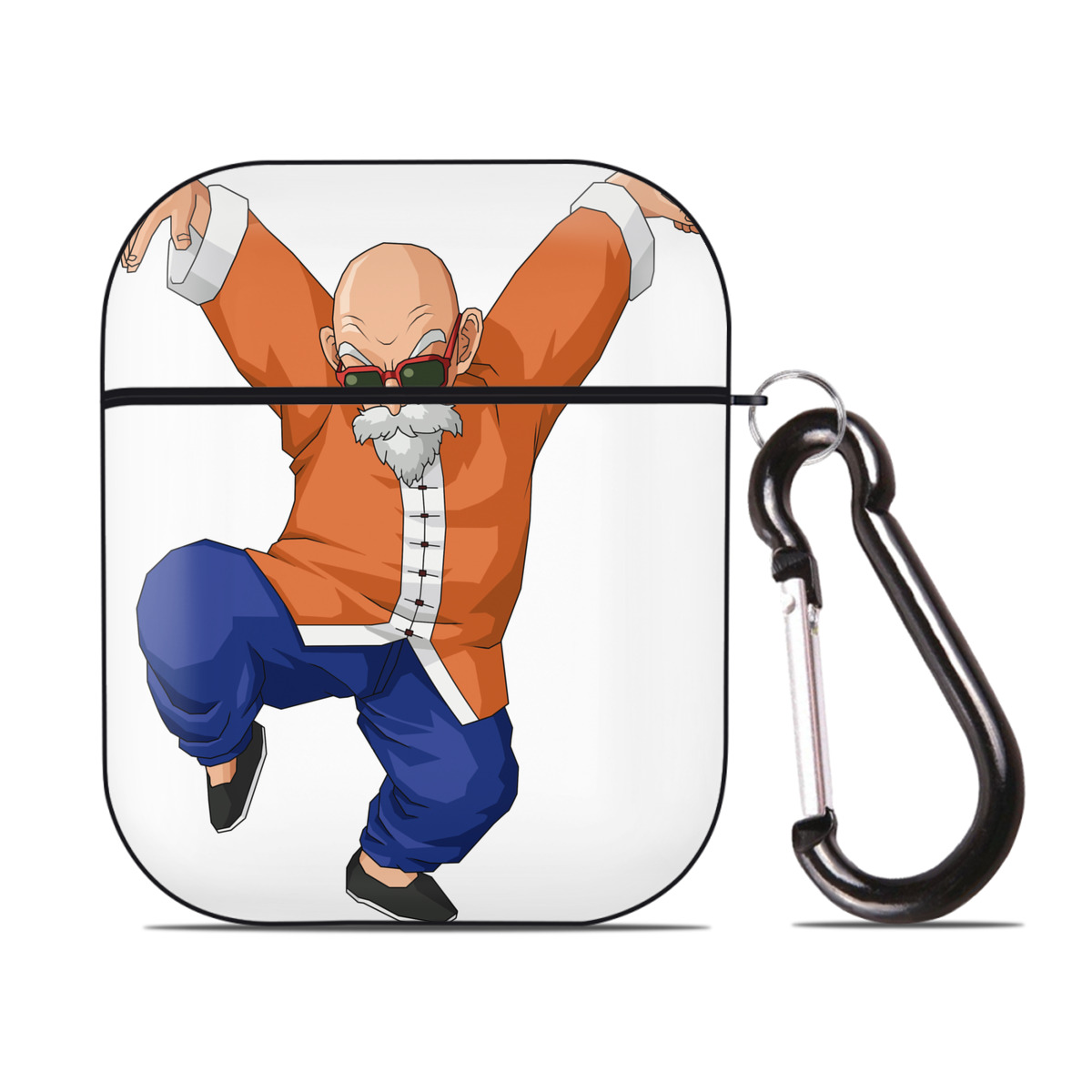 （画像用） ドラゴンボール 亀仙人（かめせんにん） DRAGON BALL Master Roshi Kame Sennin AirPods 第2世代保護ケース ハードシェル ブラック 耐衝撃・防指紋・カラビナ付き