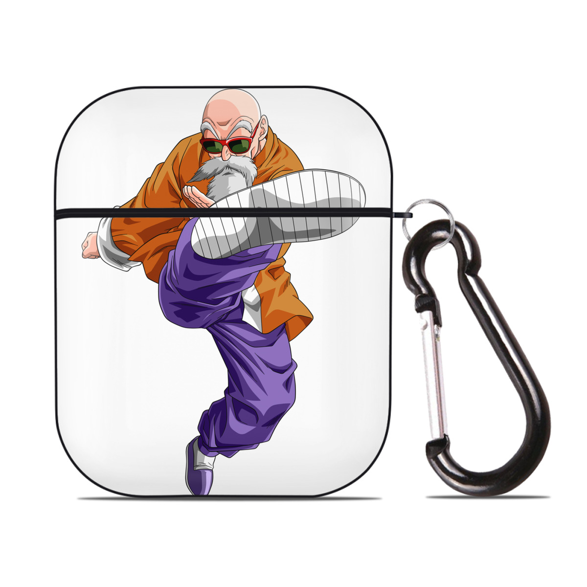 （画像用） ドラゴンボール 亀仙人（かめせんにん） DRAGON BALL Master Roshi Kame Sennin AirPods 第2世代保護ケース ハードシェル ブラック 耐衝撃・防指紋・カラビナ付き