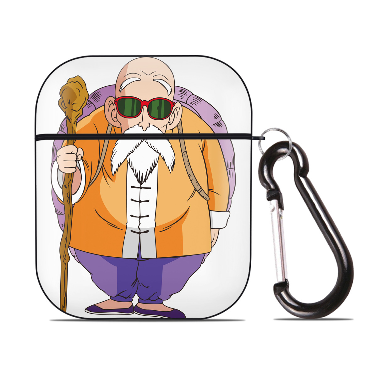 （画像用） ドラゴンボール 亀仙人（かめせんにん） DRAGON BALL Master Roshi Kame Sennin AirPods 第2世代保護ケース ハードシェル ブラック 耐衝撃・防指紋・カラビナ付き