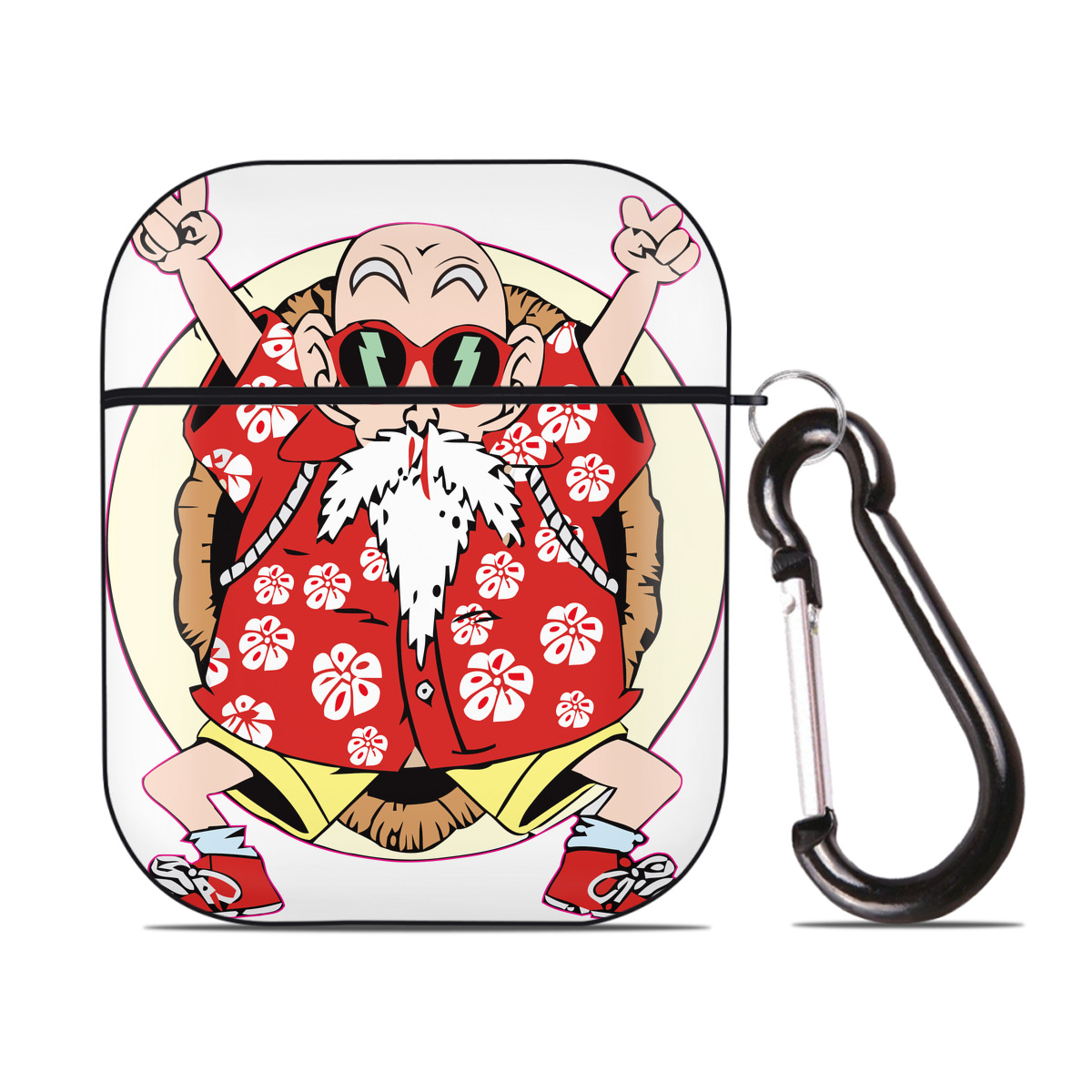 （画像用） ドラゴンボール 亀仙人（かめせんにん） DRAGON BALL Master Roshi Kame Sennin AirPods 第2世代保護ケース ハードシェル ブラック 耐衝撃・防指紋・カラビナ付き