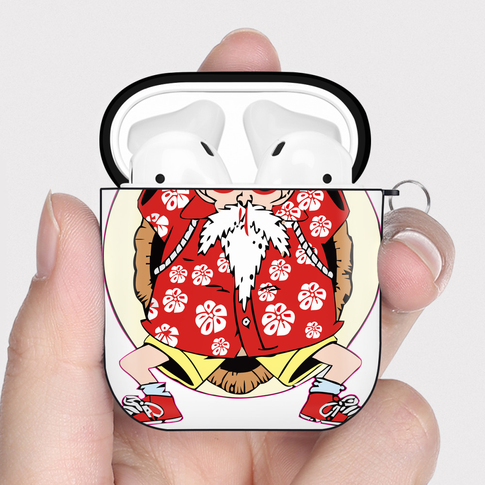 （画像用） ドラゴンボール 亀仙人（かめせんにん） DRAGON BALL Master Roshi Kame Sennin AirPods 第2世代保護ケース ハードシェル ブラック 耐衝撃・防指紋・カラビナ付き