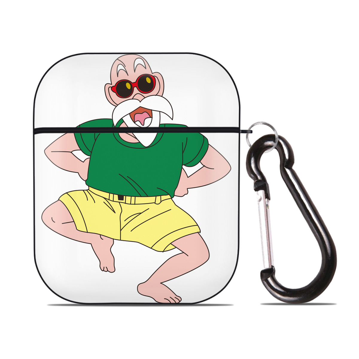 （画像用） ドラゴンボール 亀仙人（かめせんにん） DRAGON BALL Master Roshi Kame Sennin AirPods 第2世代保護ケース ハードシェル ブラック 耐衝撃・防指紋・カラビナ付き