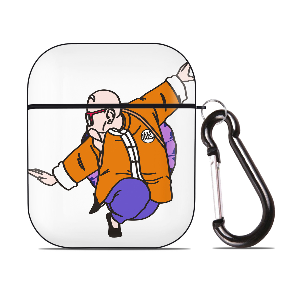 （画像用） ドラゴンボール 亀仙人（かめせんにん） DRAGON BALL Master Roshi Kame Sennin AirPods 第2世代保護ケース ハードシェル ブラック 耐衝撃・防指紋・カラビナ付き