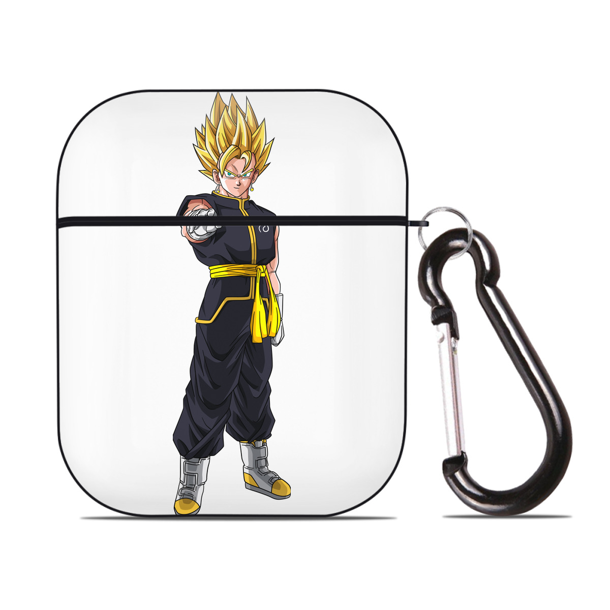（画像用） ドラゴンボール ベジット DRAGON BALL Vegetto AirPods 第2世代保護ケース ハードシェル ブラック 耐衝撃・防指紋・カラビナ付き