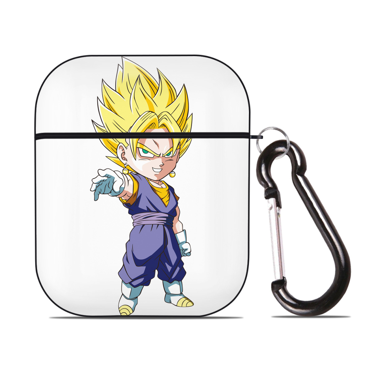 （画像用） ドラゴンボール ベジット DRAGON BALL Vegetto AirPods 第2世代保護ケース ハードシェル ブラック 耐衝撃・防指紋・カラビナ付き
