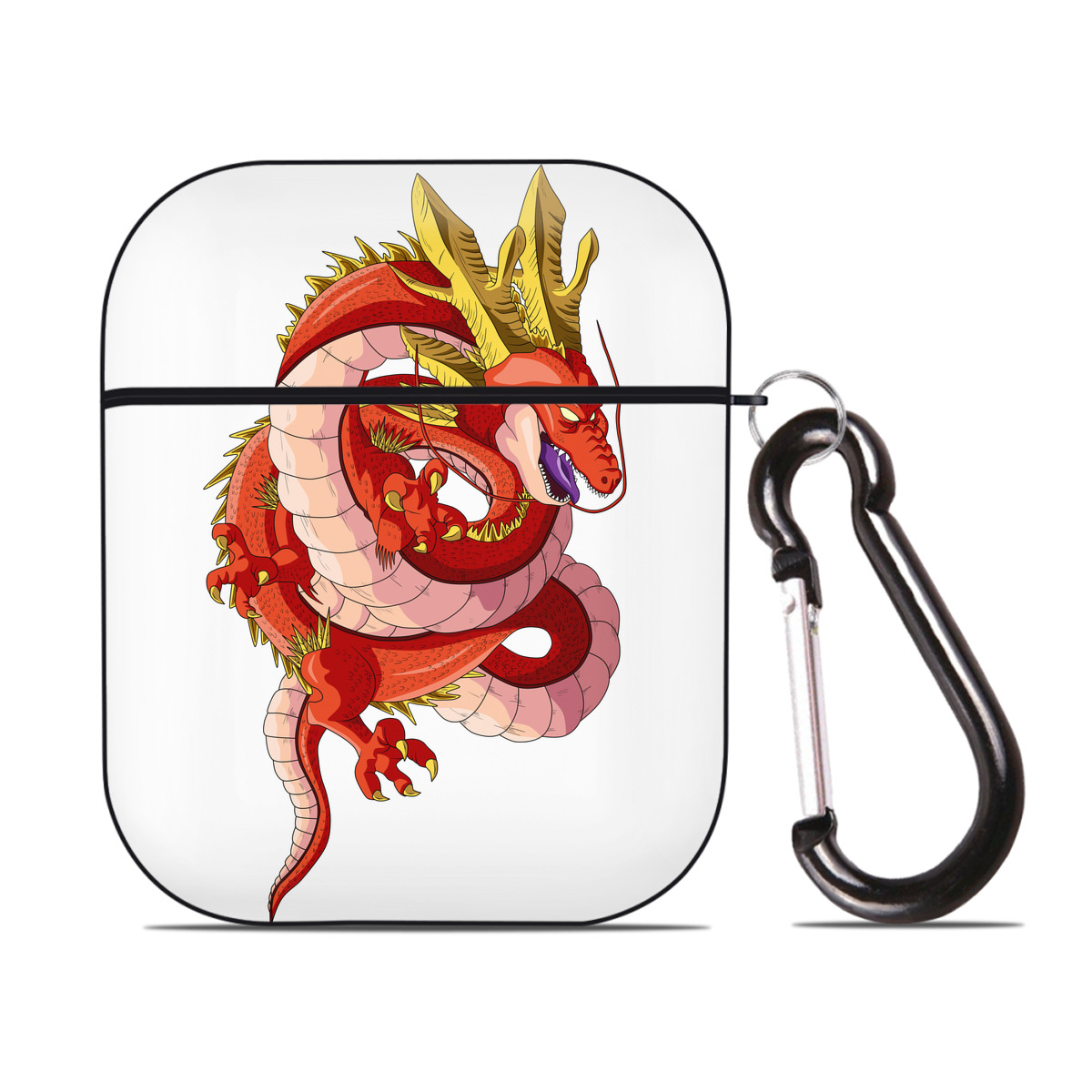 （画像用） ドラゴンボール 神龍 シェンロン DRAGON BALL Shenron AirPods 第2世代保護ケース ハードシェル ブラック 耐衝撃・防指紋・カラビナ付き
