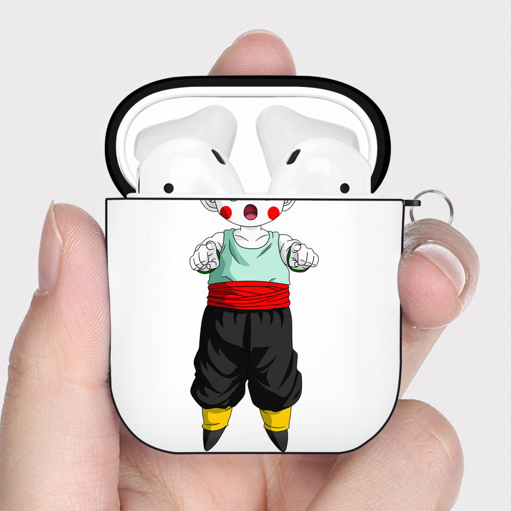 （画像用） ドラゴンボール 餃子（チャオズ）DRAGON BALL Chaoz AirPods 第2世代保護ケース ハードシェル ブラック 耐衝撃・防指紋・カラビナ付き