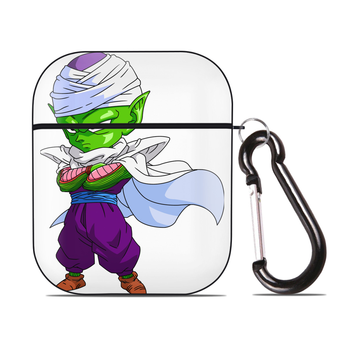 （画像用） ドラゴンボール ピッコロ DRAGON BALL Piccolo AirPods 第2世代保護ケース ハードシェル ブラック 耐衝撃・防指紋・カラビナ付き