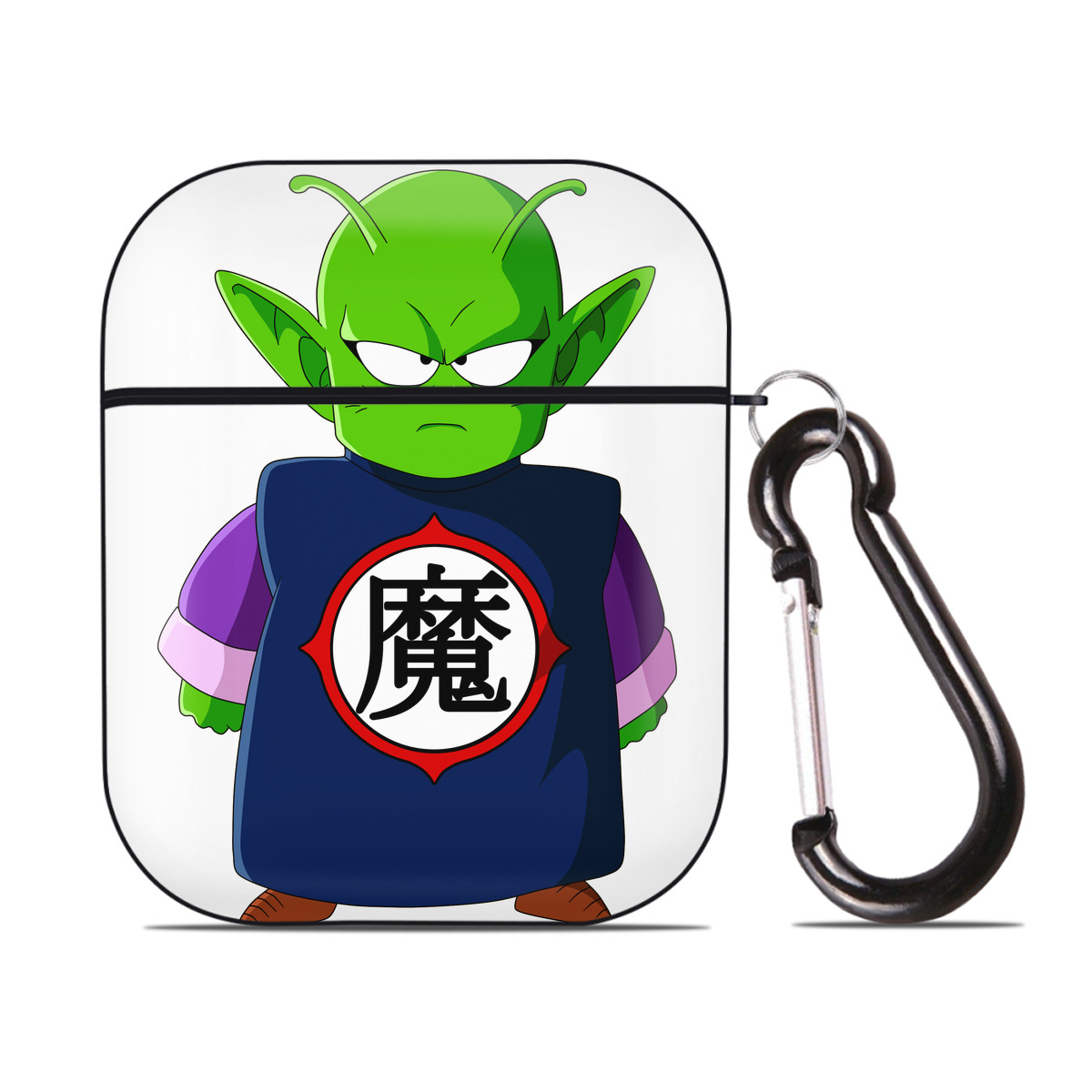 （画像用） ドラゴンボール ピッコロ DRAGON BALL Piccolo AirPods 第2世代保護ケース ハードシェル ブラック 耐衝撃・防指紋・カラビナ付き