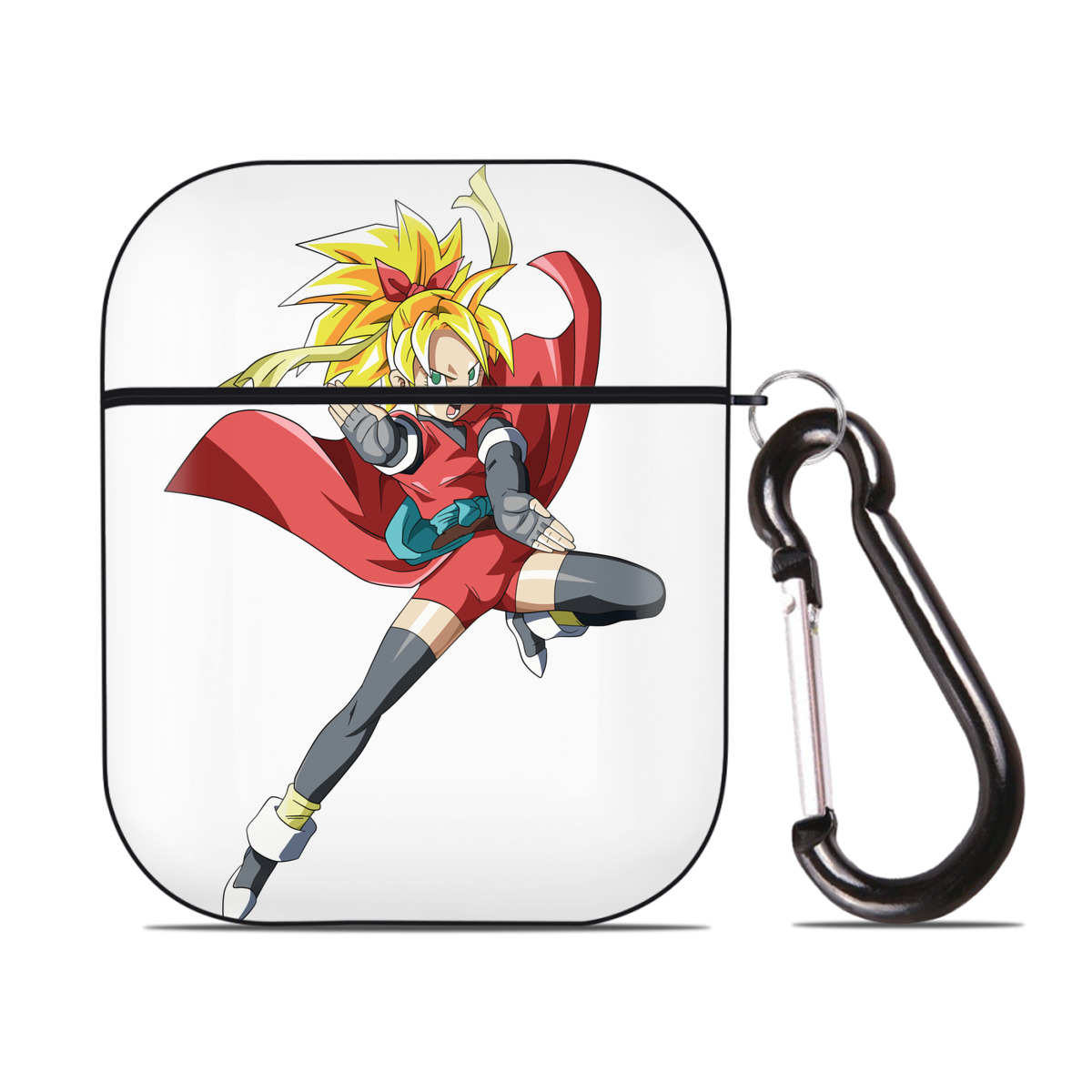 （画像用） ドラゴンボール カリフラ DRAGON BALL Caulifla AirPods 第2世代保護ケース ハードシェル ブラック 耐衝撃・防指紋・カラビナ付き